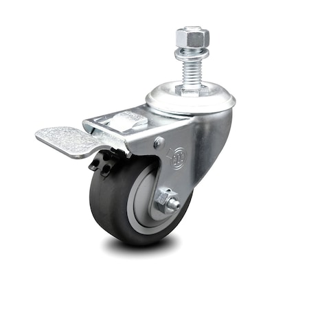 Service Caster 3.5 Inch Thermoplastic Rubber Swivel 12mm Stem Caster with Total Lock Brake SCC-TSTTL20S3514-TPRB-M1215